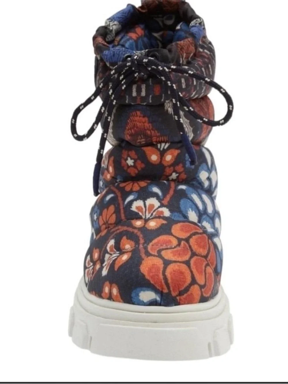 Farm Rio Floral Quilted Winter Boot - Navy & Orange
